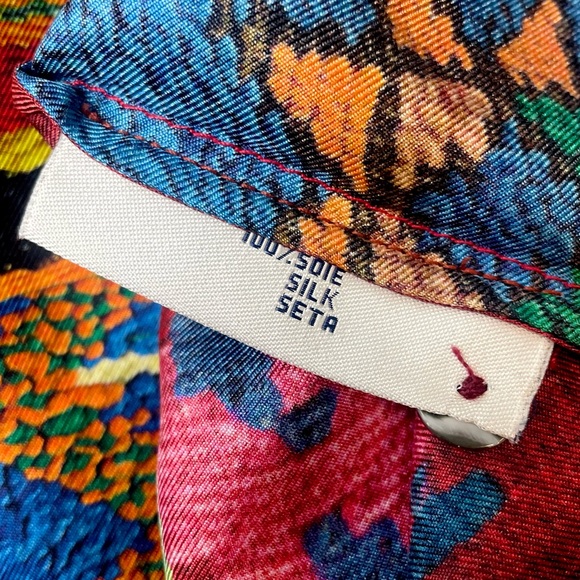 PIERRE-LOUIS MASCIA • Blue/Multi Ethnic 100% Silk Mini Dress - Picture 14 of 16